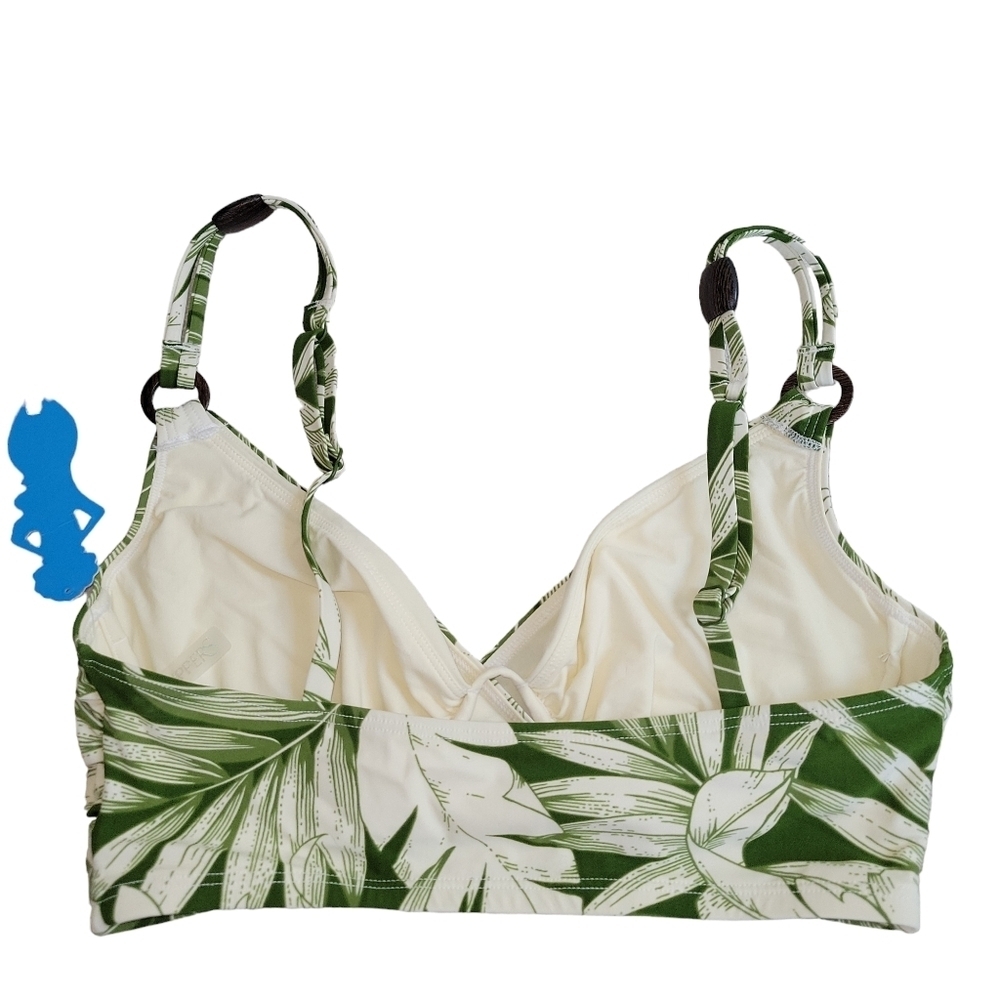 Skinny Dippers NWT Tropical Green & White San Felipe Bikini Swim Top Size S - Picture 6 of 11